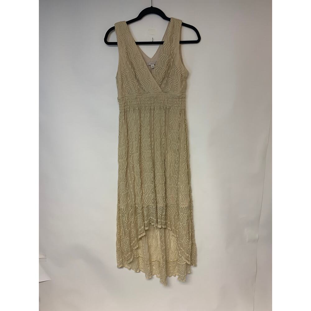 Lace Crochet Hi-Low Maxi Dress Bohemian Fairy Romantic Feminine Womens SZ 6